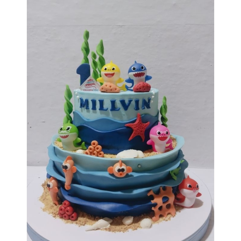 

Kue Ultah Baby Shark 2 Tier/Kue Ultah Bertingkat/Kue Ultah Enak