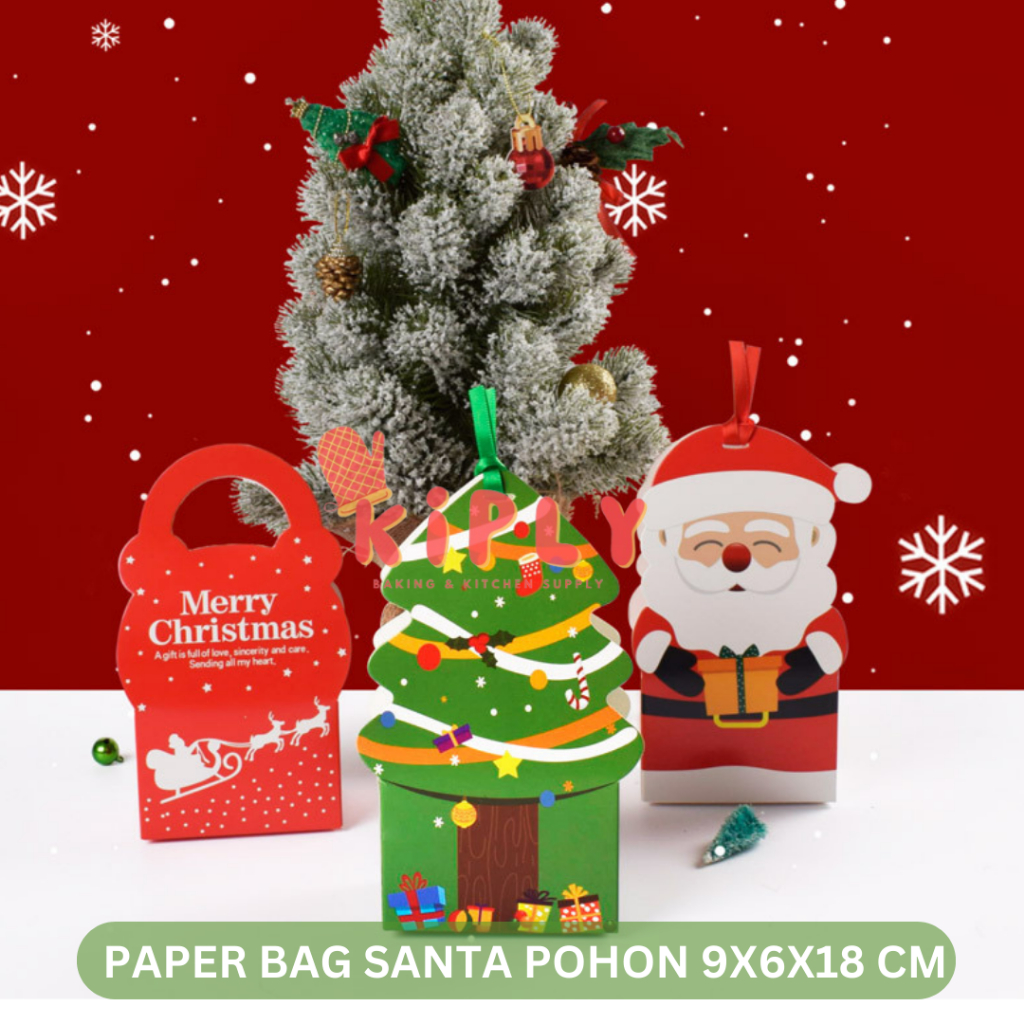 

[9x6x18 cm] Paper Bag Santa Pohon/ Paper Bag Natal/Aksesoris Natal/Dekorasi Natal