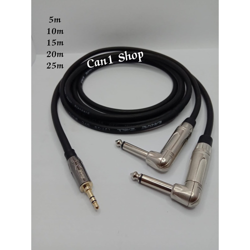 Kabel Mic Audio Jack Mini Stereo 077 To 2 Jack Akay L 075 5mt s/d 25mt