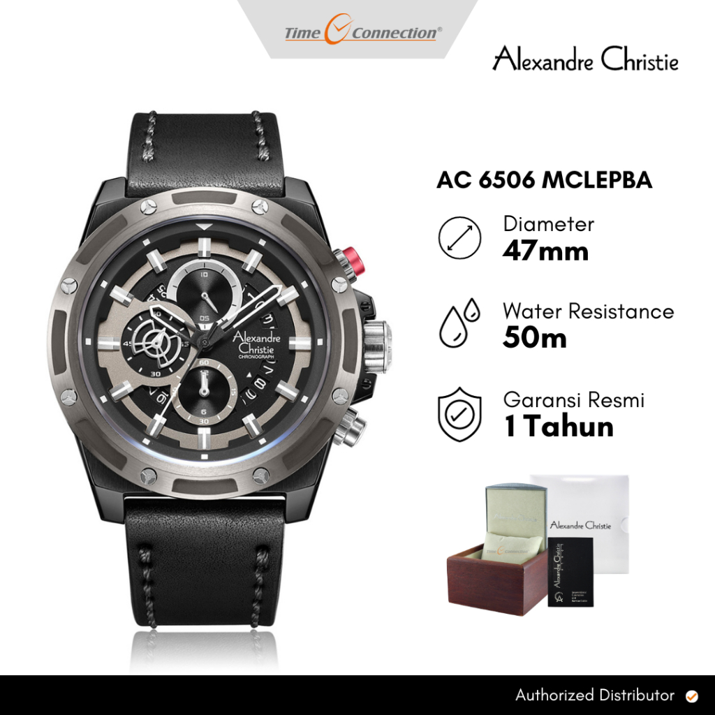 Alexandre Christie AC 6506 MCLEPBA Hitam Original / Jam Tangan Pria Kulit MC