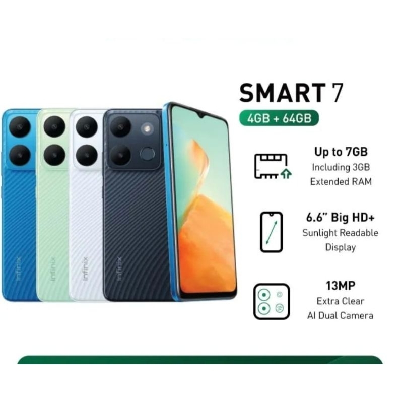 Infinix smart 7 4/64gb ram 4gb 64gb baru new garansi resmi infinix indonesia original