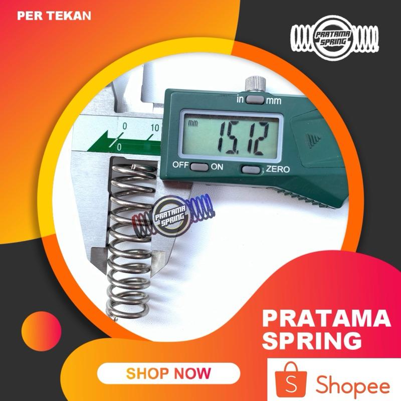 Per Pegas Tekan OD 15 mm Kawat 2 mm Stainless Panjang 50 mm