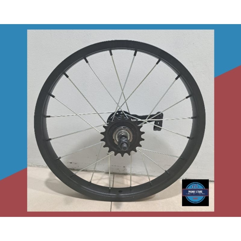 Wheel Set Sepeda 16 Hub Torpedo Belakang saja Velg Jadi Pelk Jadi 16 Torpedo belakang Velg 16 Hitam 