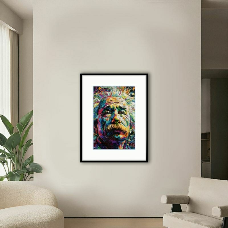 Poster Blok Frame Aesthetic Albert Einstein Lukisan Cetak 70x50cm