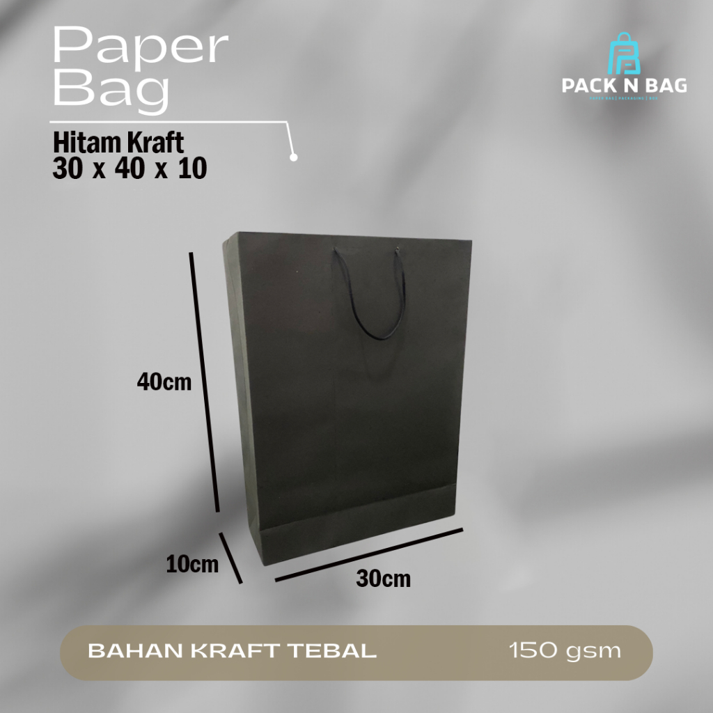 

paperbag HITAM 30x40 bahan tebal 150gsm