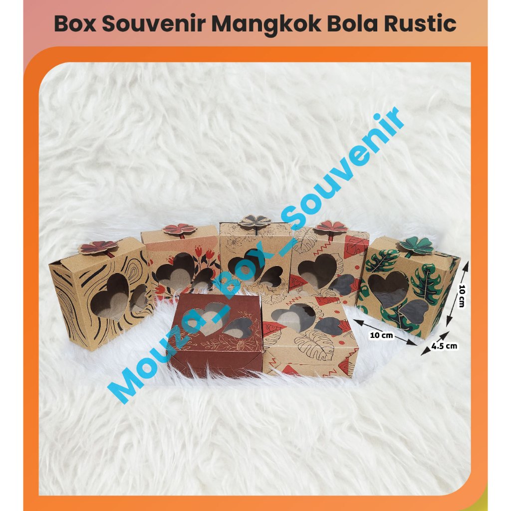 

( 50PCS ) BOX UNTUK KEMASAN SOUVENIR MANGKOK BOLA RUSTIK FREE TALI KUR