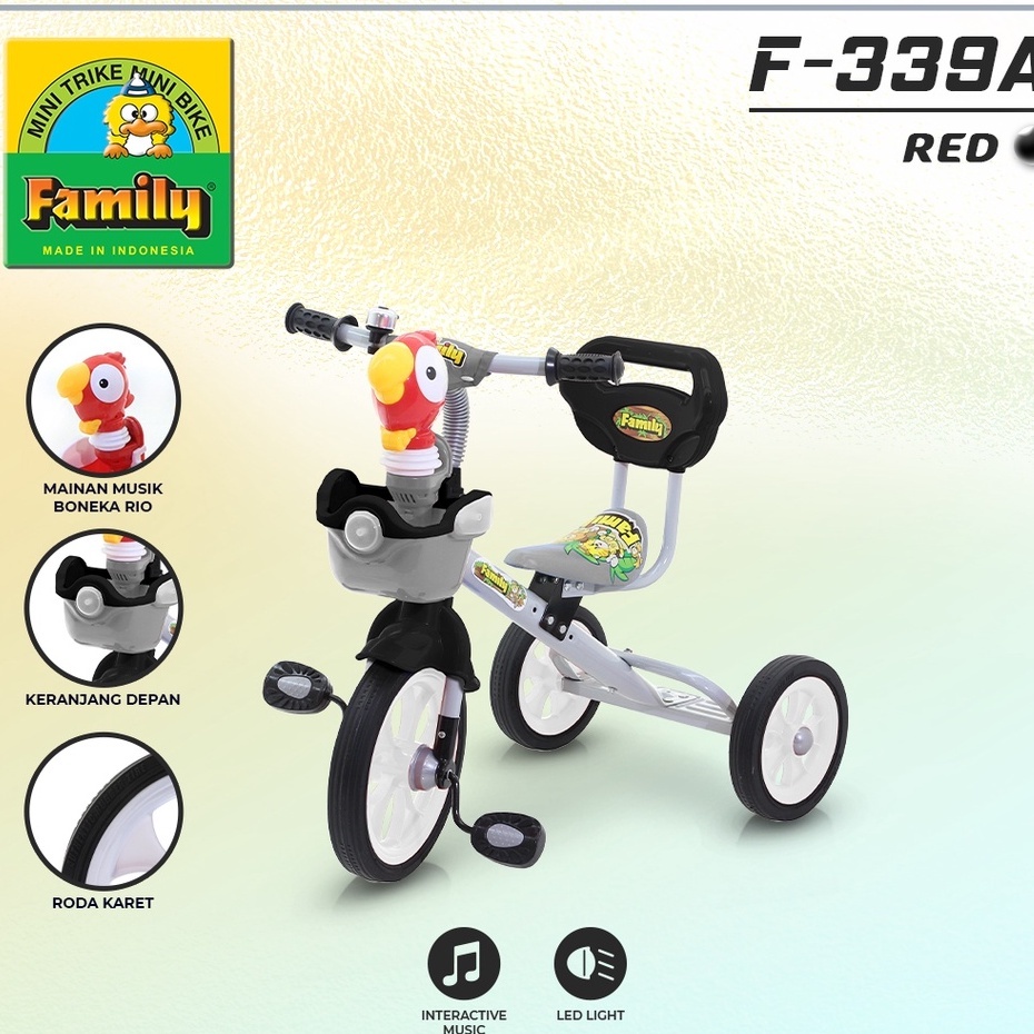 SEPEDA RODA 3 TRICYCLE ANAK FAMILY 339A AYAM RIO MUSIK LAMPU