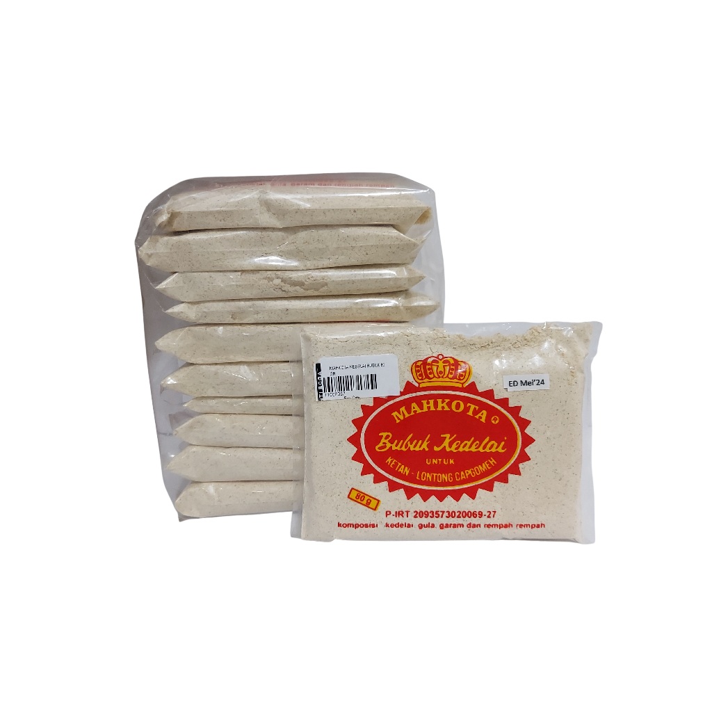 

Mahkota Bubuk Kedelai 80gr pak isi 10 – Topping Ketan Bubuk & Lontong Cap Go Meh