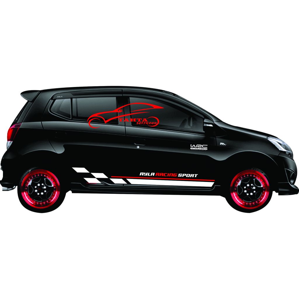Promo sticker mobil ayla stiker list body samping mobil ayla stiker cutting mobil ayla racing motors