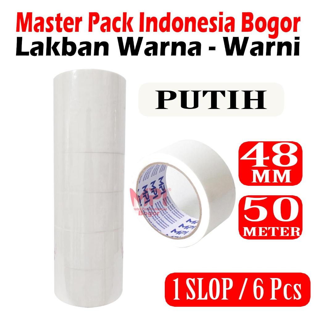 

Arm 1 SLOP [ 6 PCS ] Lakban Warna Putih Susu 48 mm x 72 Yard - Lakban Warna Master Pack Indonesia