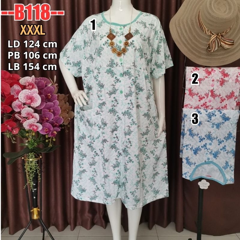 Daster Kaos Jumbo XXXL BKH / Baju Menyusui Busui 5 Kancing Depan 3XL LD 120 B118