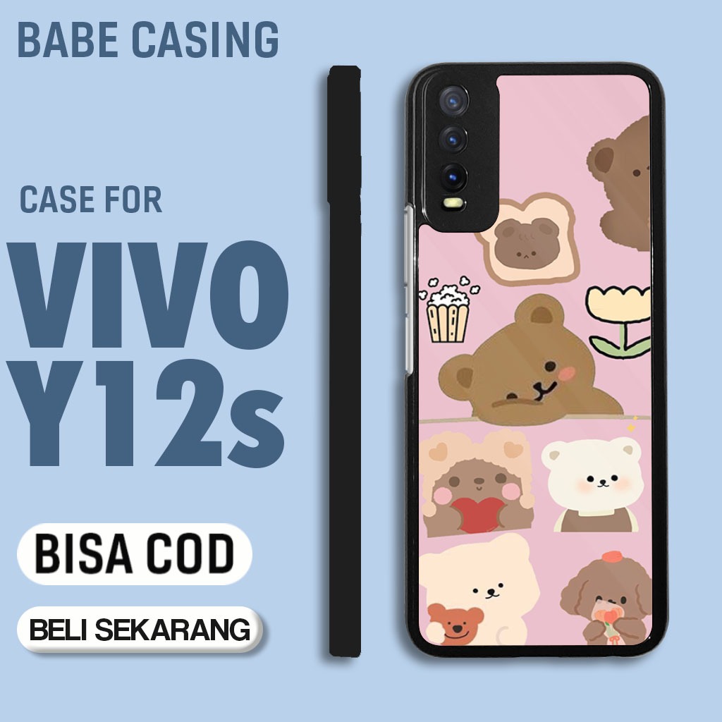 case hp vivo y12s y20 y20s terbaru aesthetic cute baru art bear keren cowok keren lucu casing hp cew