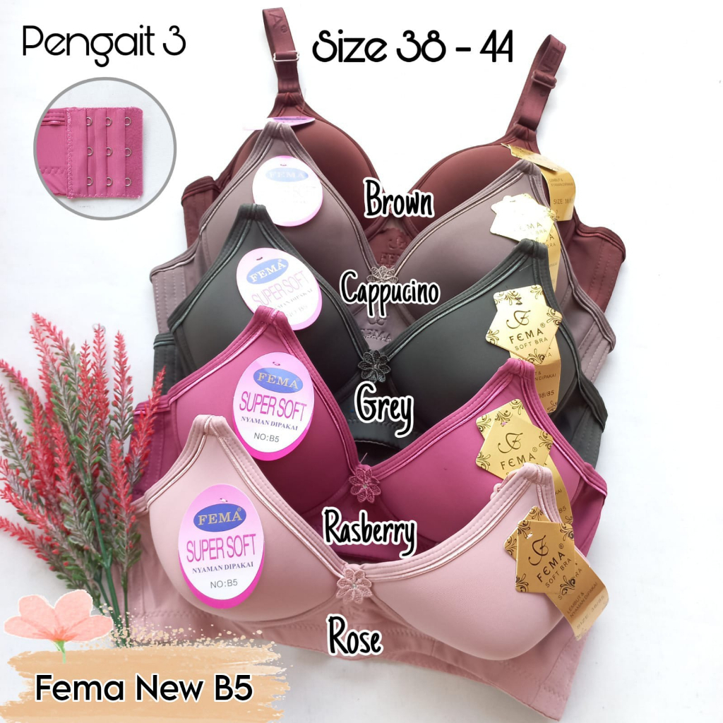 Bra BH Wanita Fema B5 Tanpa Kawat Nyaman Lembut Busa Sedang - Makassar
