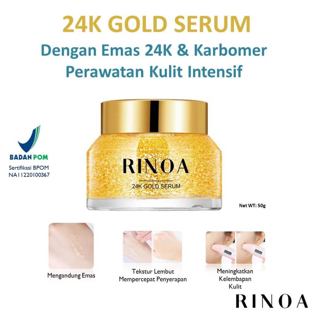 RINOA 24K GOLD SERUM / SERUM PELEMBAB WAJAH EMAS - 50G BPOM