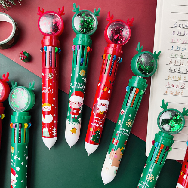 

[ORGM] *NATAL* Alat Tulis Kantor Pulpen 10 warna seri Natal Warna Merah Hijau Santa Snowman