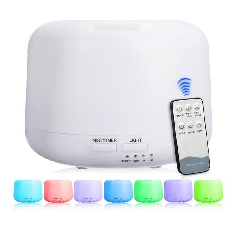Humidifier Aromaterapi + Remot / Aroma Diffuser Elektrik + Lampu Kamar 7 Warna LED  300ml Pelembab U