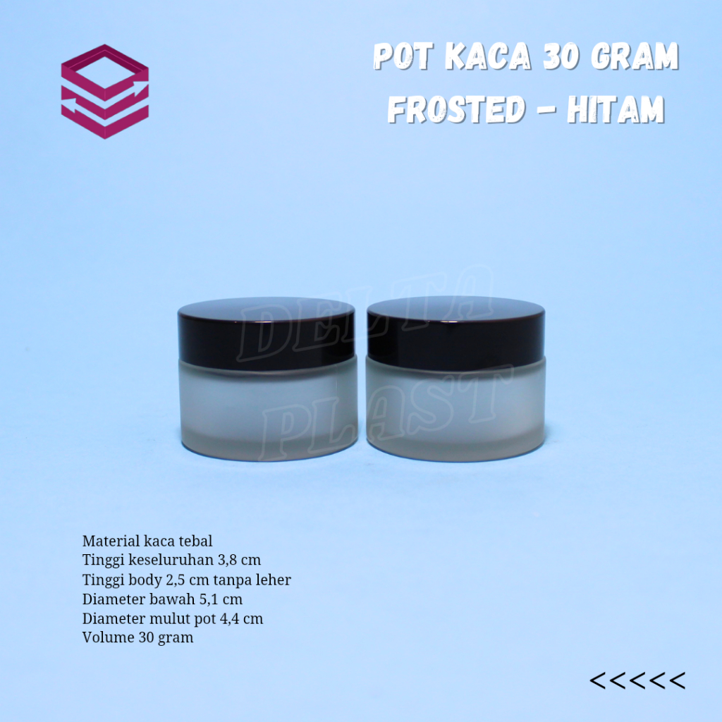 pot kosmetik kaca 30ml pot cream jar kaca 30gr frosted bening hitam