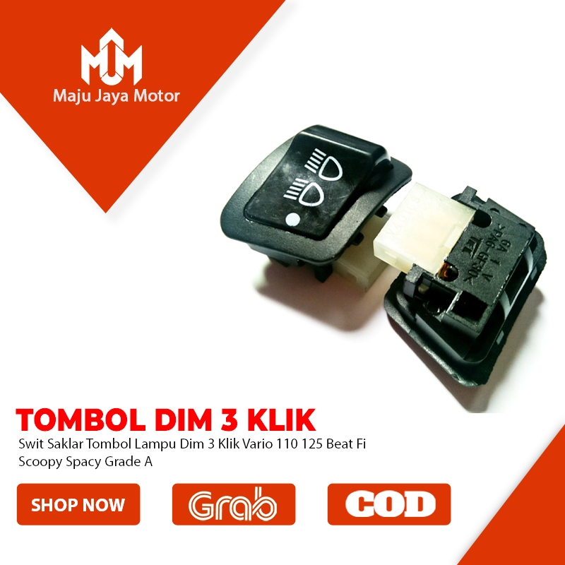 Swit Saklar Tombol Lampu Dim 3 Mode Klik fungsi Titik Motor Vario 110 125 Beat Fi Scoopy Spacy Grade