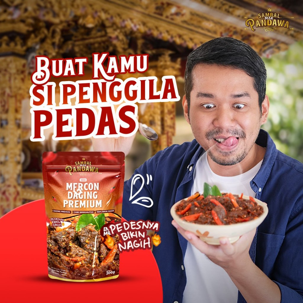 

Masakan Siap saji Sambal Mak Pandawa Varian Mercon Daging Premium 100 Gram