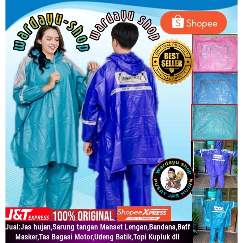 Jas Hujan Ponco Lengan Setelan Celana Penguin Kombinasi Sporty Dewasa Pria Wanita Terlaris / Raincoa