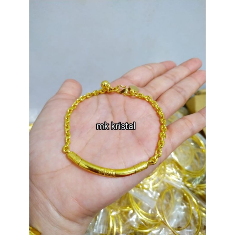 gelang bambu rantai lapis kristal