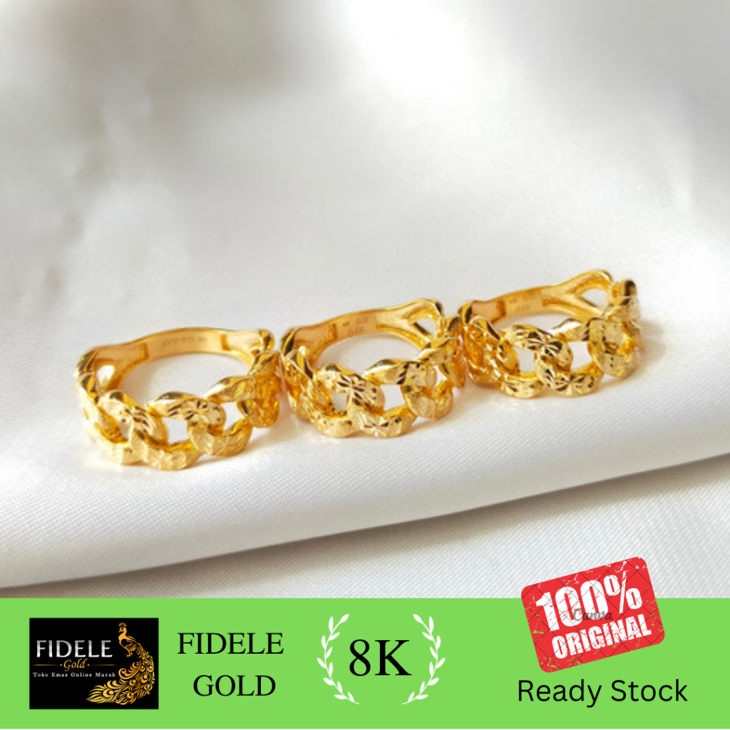 Cincin coco rantai fashion wanita cincin emas asli kadar muda 375