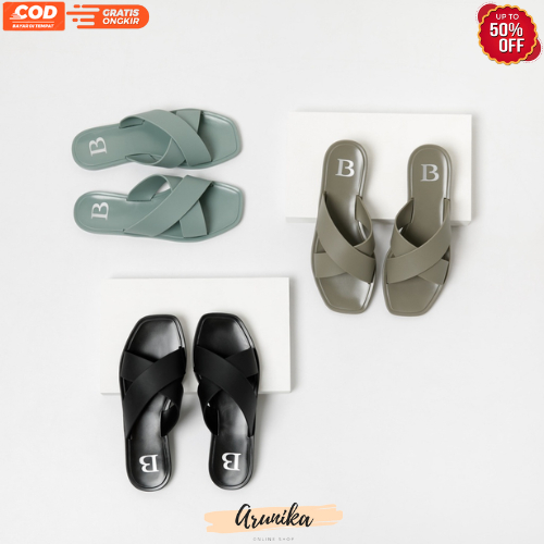 Sandal BERRYBENKA Original Sandal Jepit Wanita Sandal Selop Sandal Teplek Sofia Merry Flat - Arunika