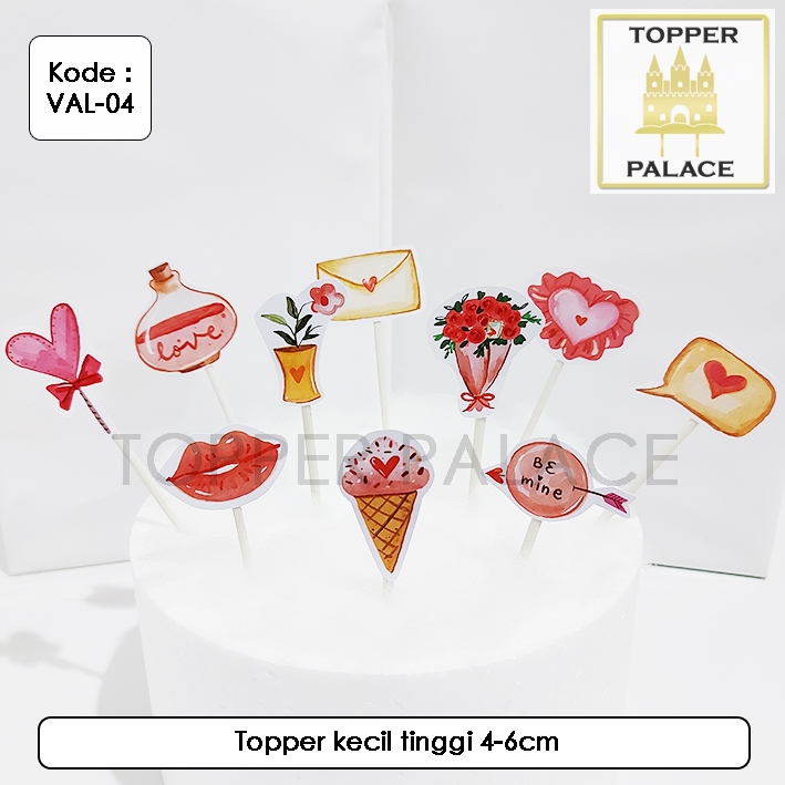 

VAL-04 Valentine day cake topper l cupcake topper - 10pcs