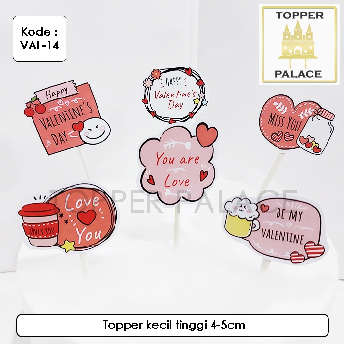 

VAL-14 Valentine day cake topper l cupcake topper - 6pcs
