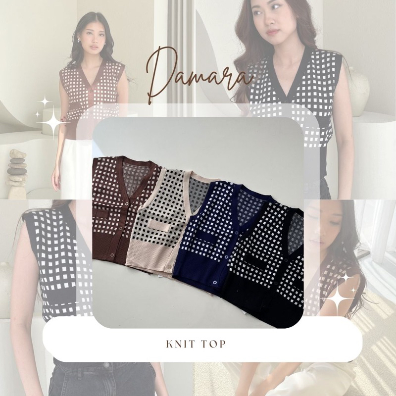 [ Wear and Behave ] Damara V-Neck Knit Top / Top Wanita