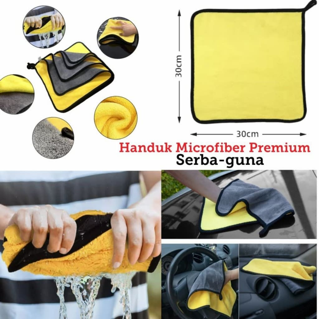 Kain Lap Microfiber Mobil 30x30 cm Lap Serbaguna Kain Lap Mobil 2 Sisi Multifungsi 30 x 30