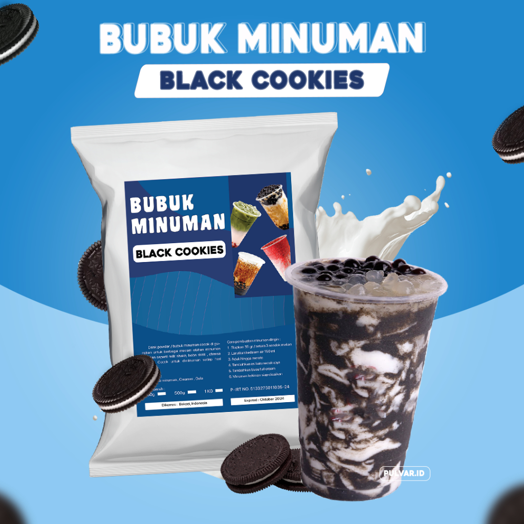 

BUBUK MINUMAN RASA BLACK COOKIES / SERBUK MINUMAN RASA BLACK COOKIES / BUBUK MINUMAN BOBA