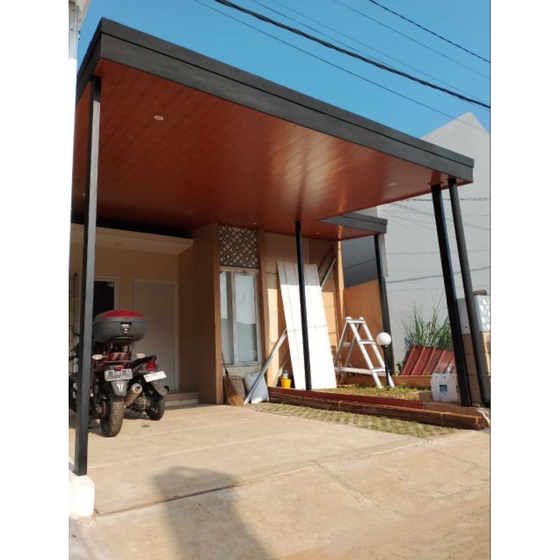 kanopi baja ringan atap spandek + plafon pvc + talang air dalam free lampu