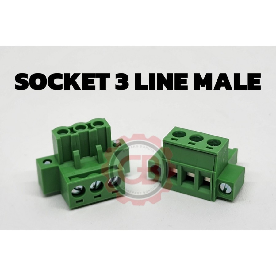 SOCKET DU 3 LINE MALE / SOCKET 3 KAKI MESIN BORDIR KOMPUTER