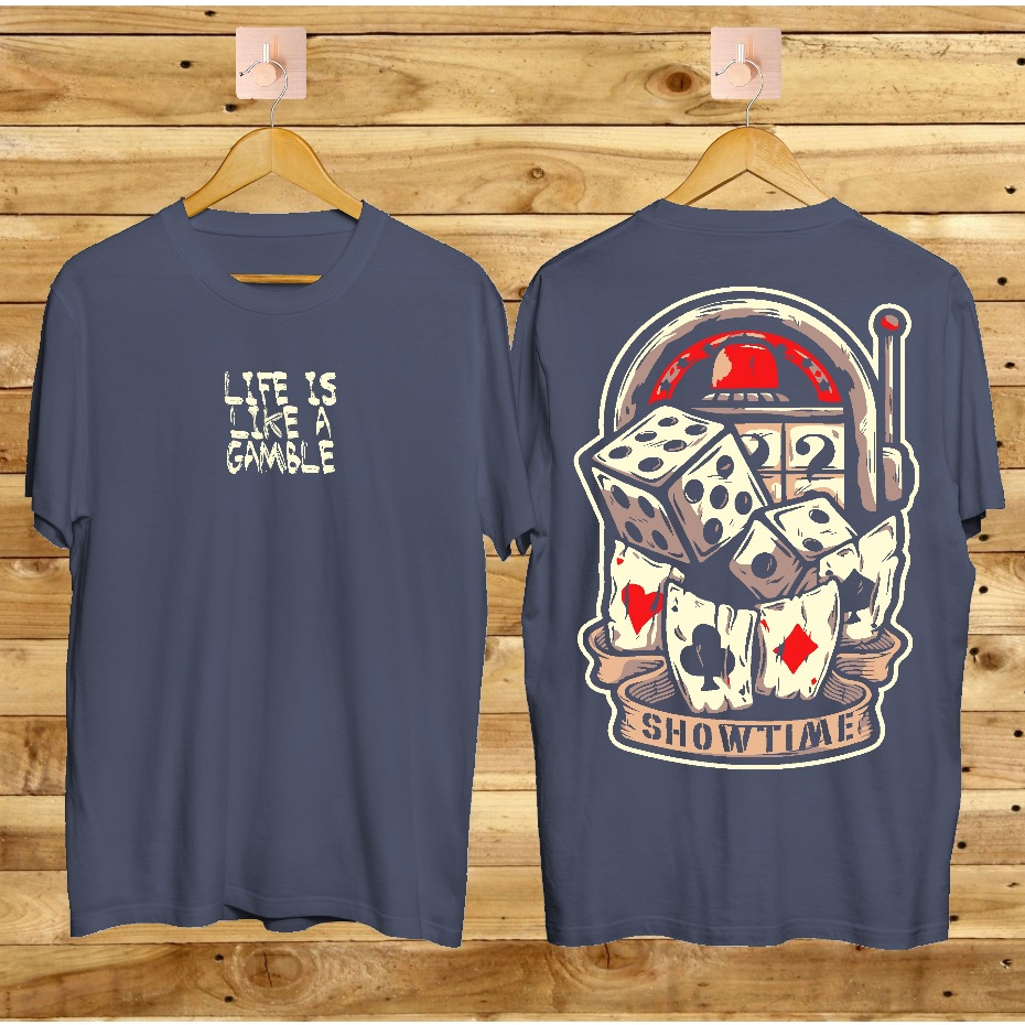 Baju Kaos T-shirt Distro Terbaru / Kaos Motif Dadu Like A Gamble Abu / Kaos Kekinian / Kaos Trendy /