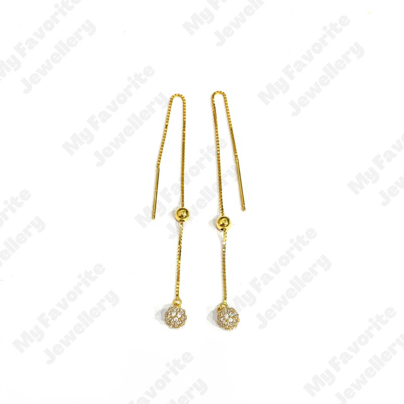 Anting Jarum Bola Permata Emas Asli Kadar 875