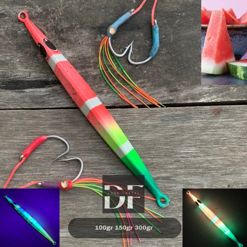 [Tanpa Assist] Metal Jig Gangster Rattle full Glow Semangka 300gr 150gr 100gr full gid