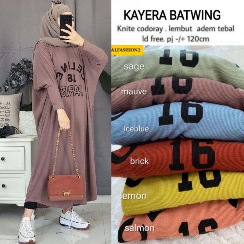 Kayera batwing ori alfashio / Dress premium model kelelawar free size by alila / gamis kaos terbaru 