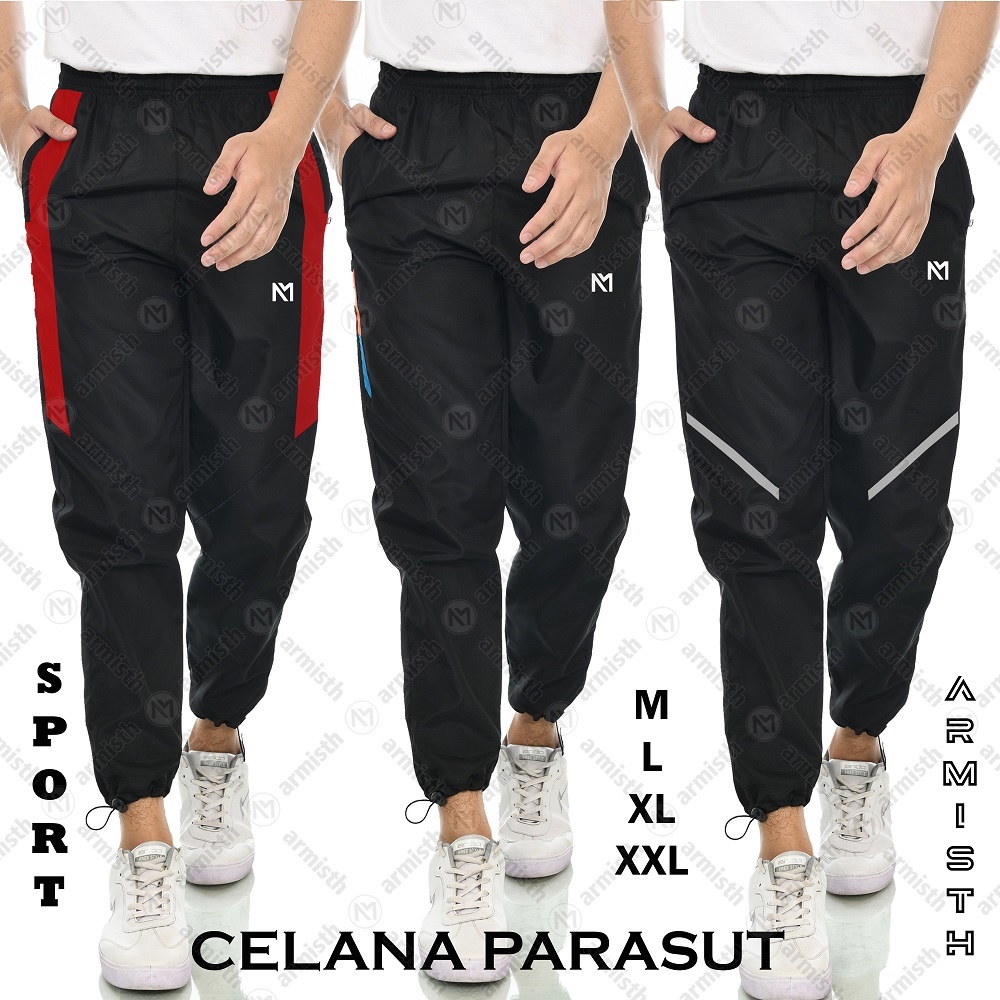 Armisth - Celana Training Olah Raga Parasut Premium Aneka Kombinasi / Celana Joger Sport Running