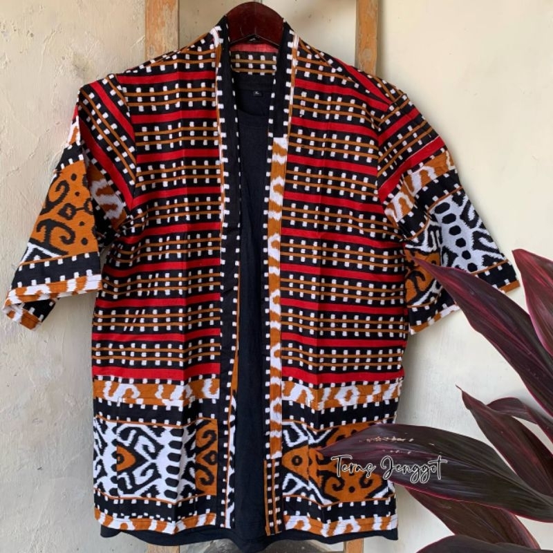Kimono Etnik Tenun Outerwear Cardigan Unisex Outer Tenun Troso Halmahera Cardigan Etnik Tenun Jepara