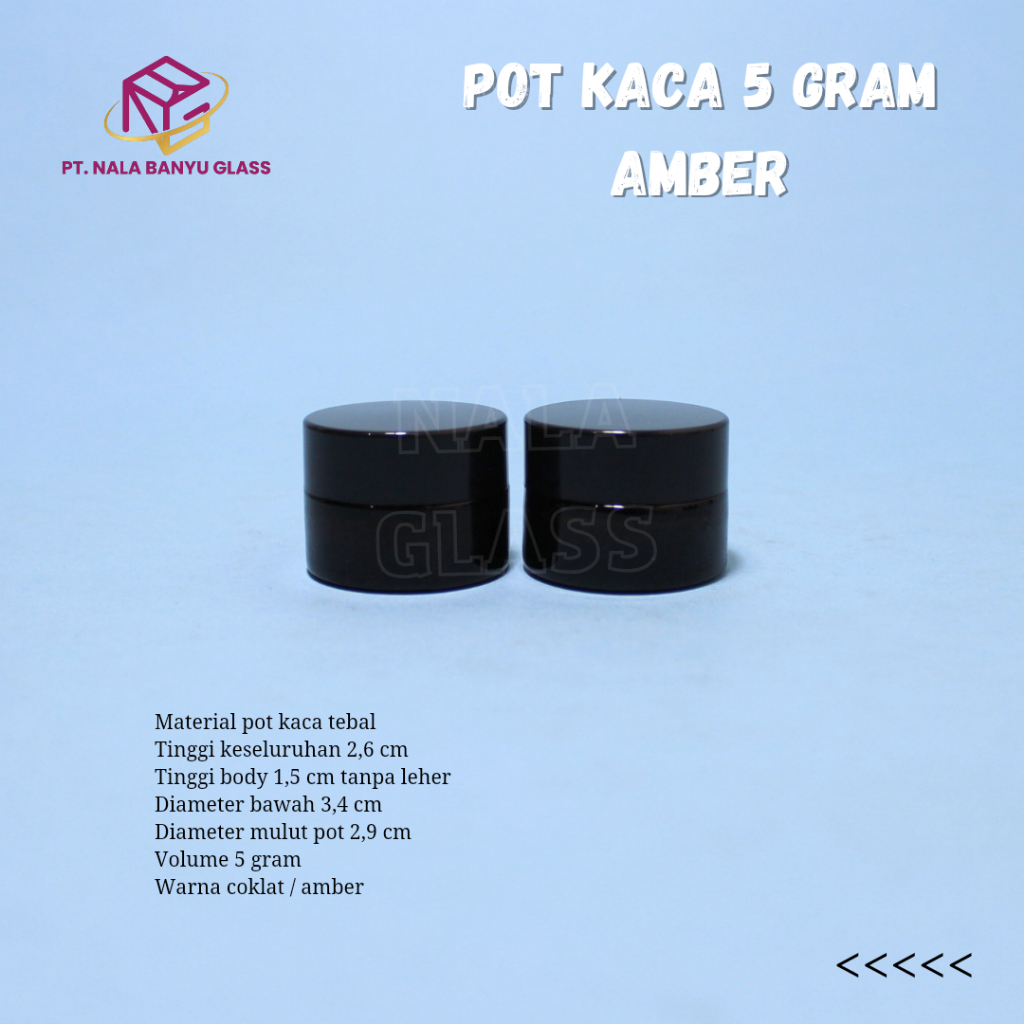 pot kaca amber 5gr / botol kaca pot cream 5ml / pot cream kaca 5ml