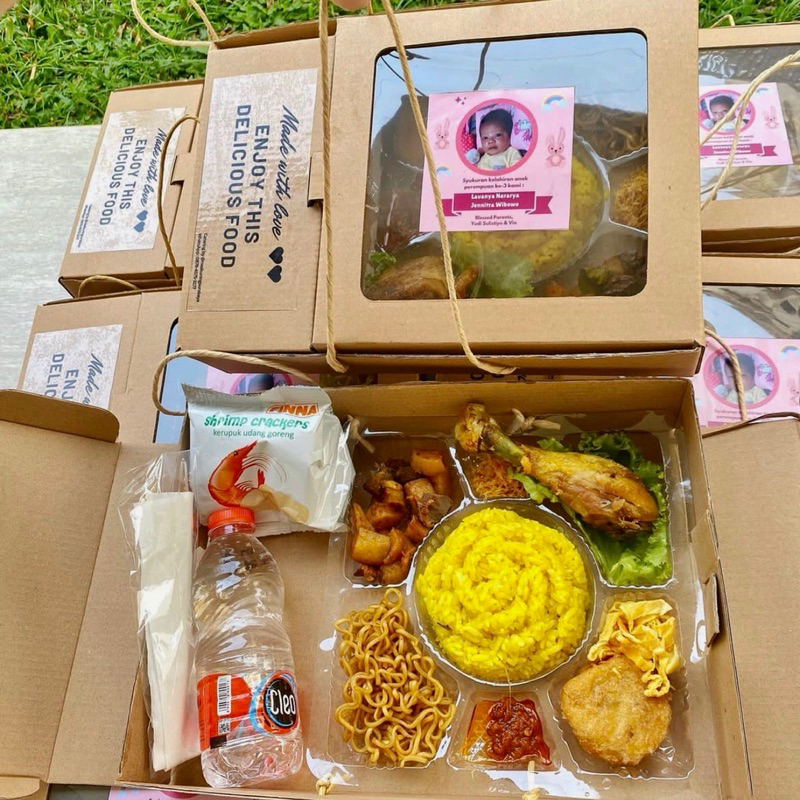 Kotak Nasi Premium Sekat Tebal dengan Tali Box Catering Premium Kotak Hampers Nasi Mewah Kotak Sekat