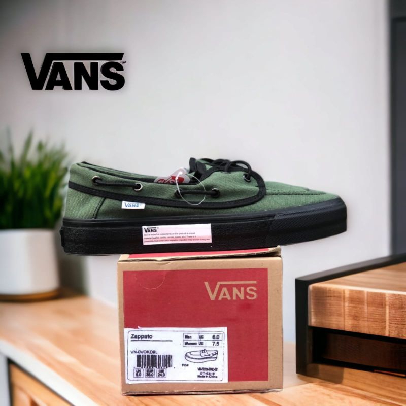 Sneaker semi slip on pria hijau hitam pria wanita