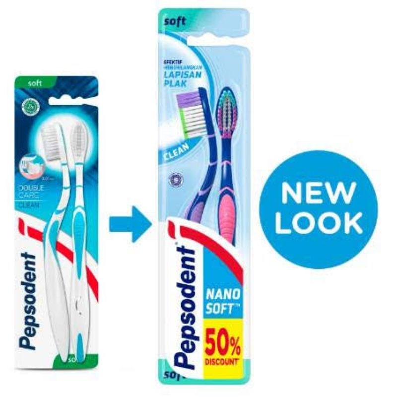 Pepsodent Sikat Gigi Nanosoft Clean Isi 2