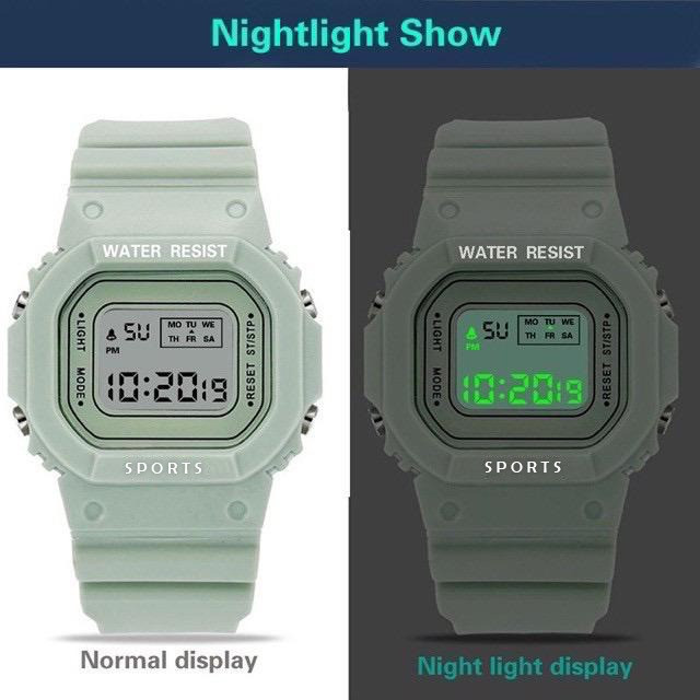 Ready Makassar New Jam Tangan LED Digital Rubber SEGI Macaron Strap Karet Pria / Wanita