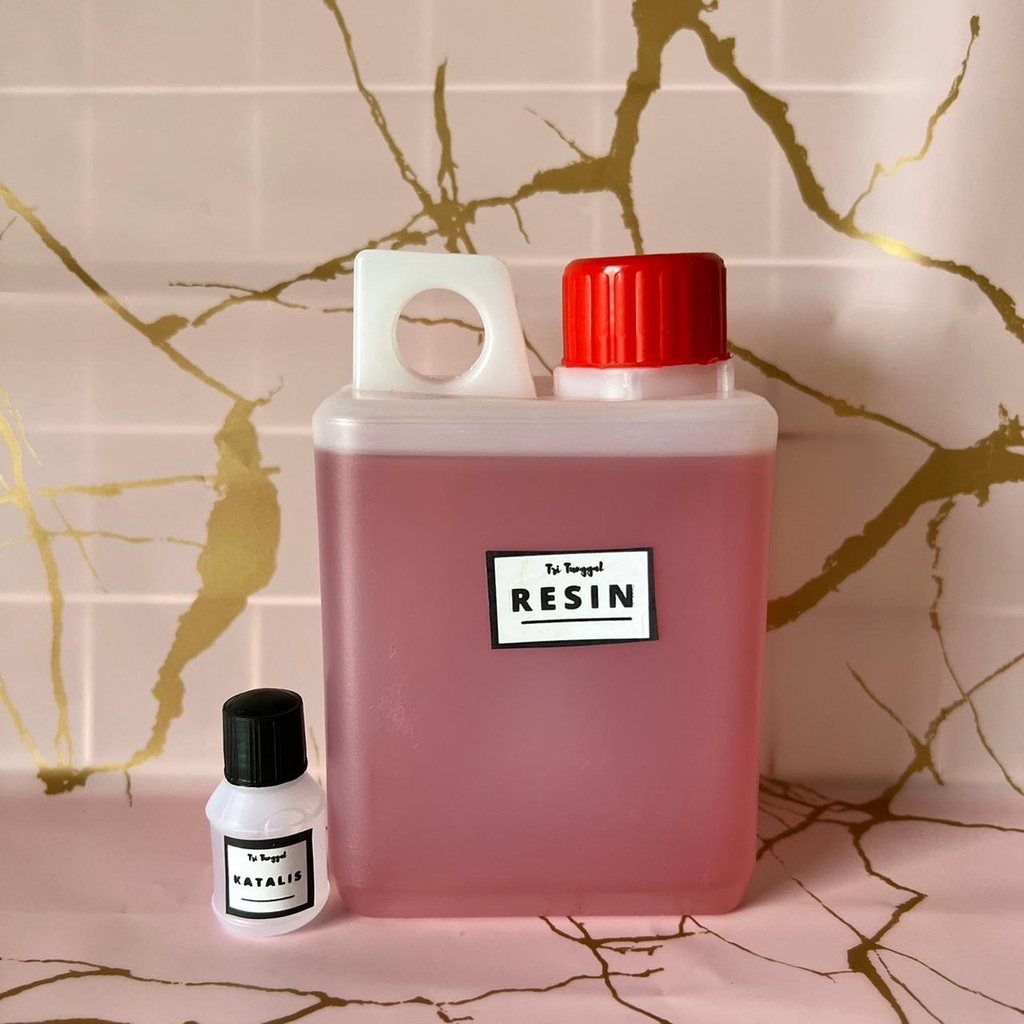 RESIN MERAH Isi 500 ML FREE KATALIS 10ML Polyester 108 Recine Catalis Fiber Acrylic DIY Prakarya Tor