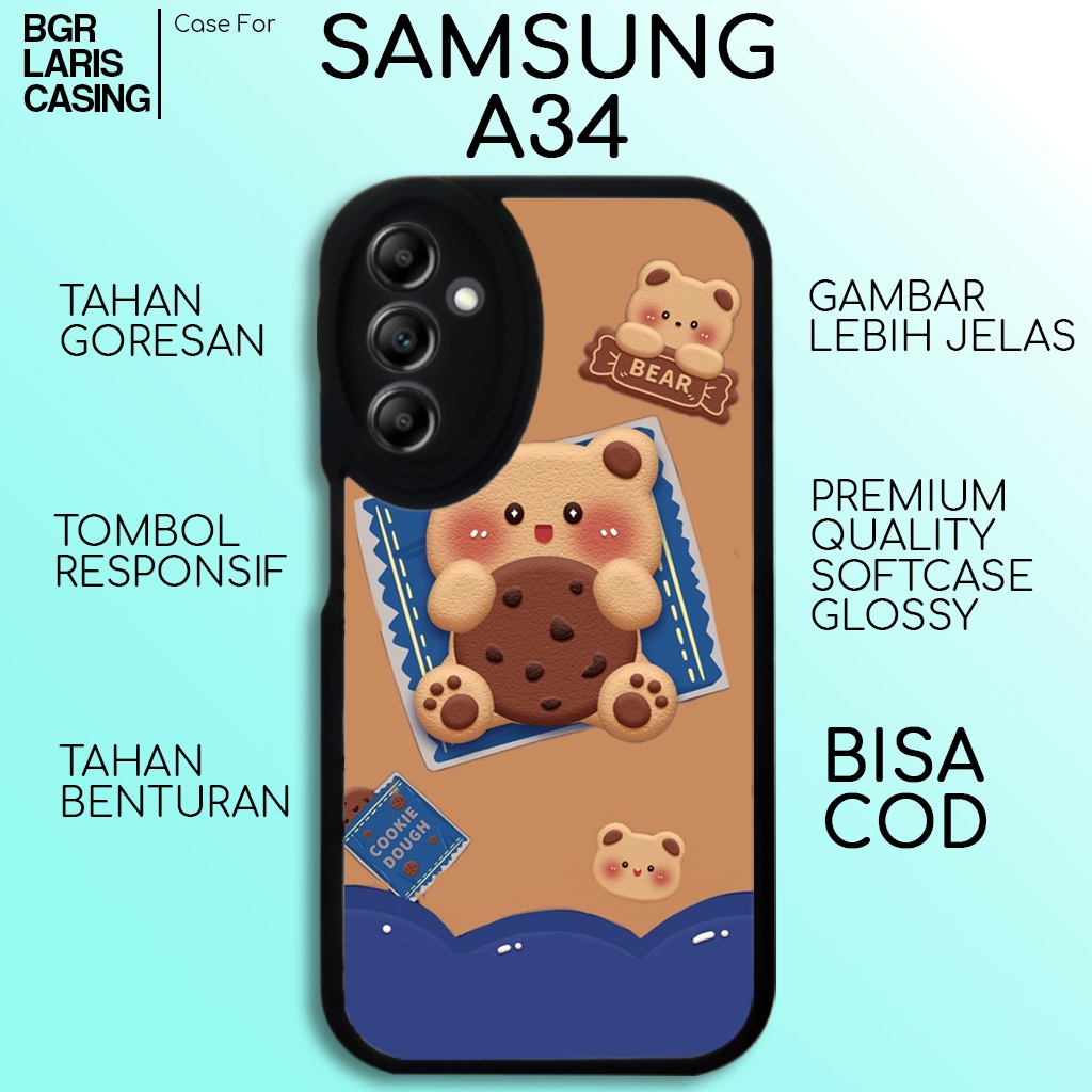 Case Samsung A34 Casing Samsung A34 [ Bear ] Hardcase Softcase Glossy