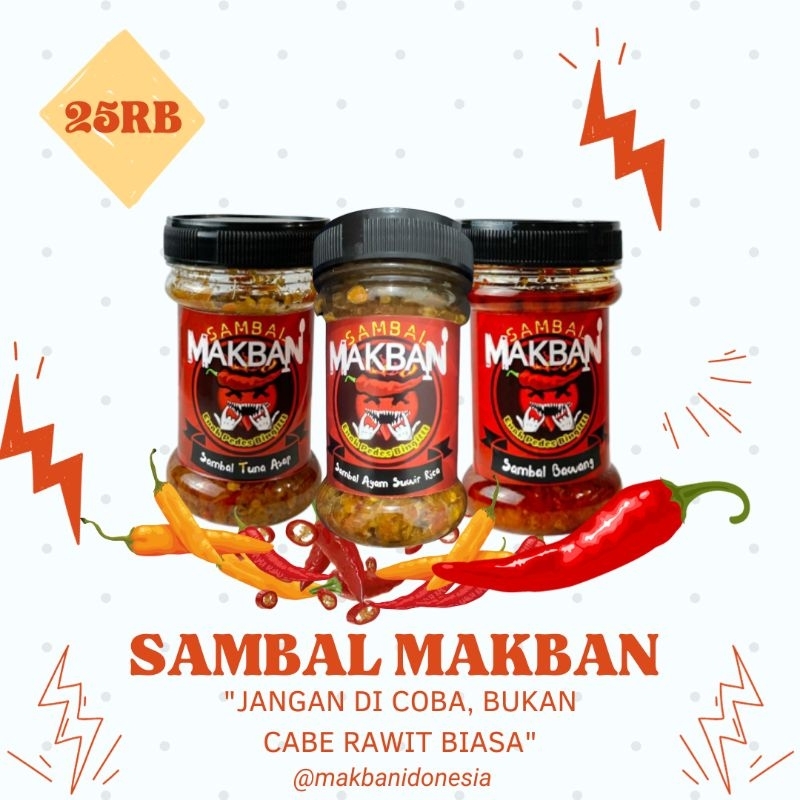 

Sambal Tuna Asap/Bawang/Ayam suwir Rica Sambal Makban 130 gram