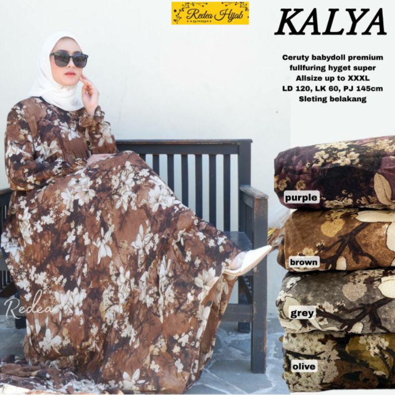 Gamis Ceruty Babydoll Kalya Maxy Jumbo XXL Dress Kondangan Terbaru Fashion Muslim Gamis Busui Reslet