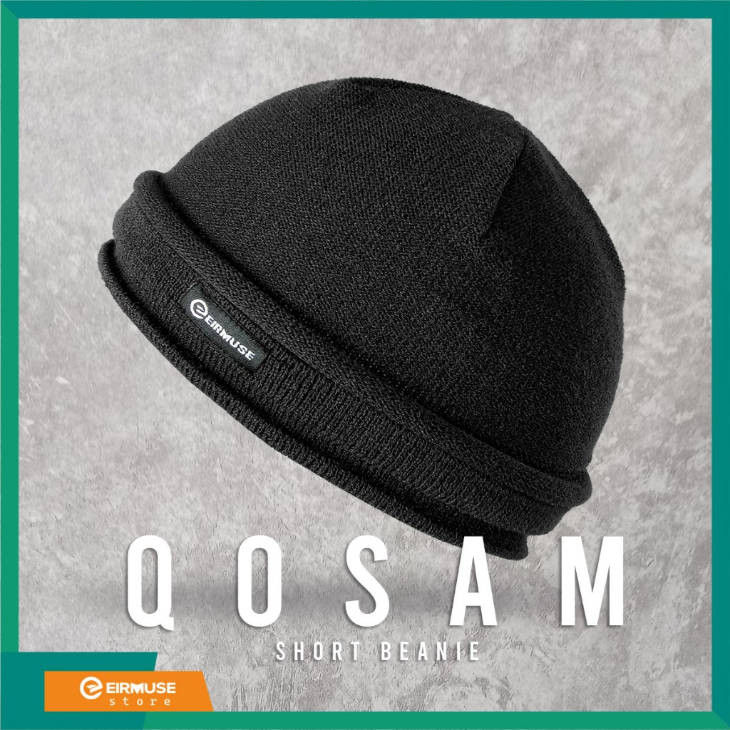EIRMUSE - Topi Kupluk Short Beanie Qosam Bisa Dipakai Peci Sholat Berbahan Rajut Nyaman Elastis Modi